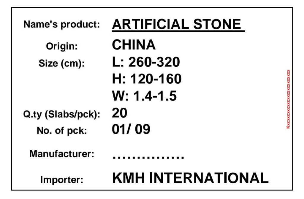 artificail stone label 1